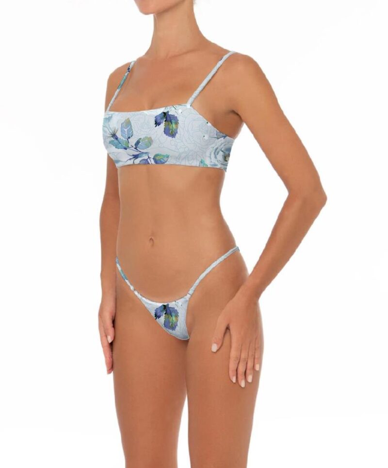 Gray Floral Two Piece Bikini Set