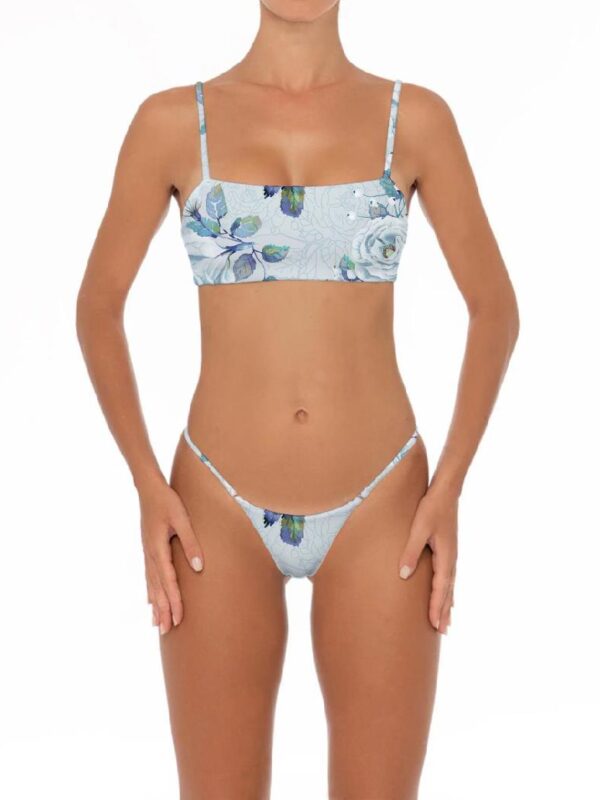 Gray Floral Two Piece Bikini Set