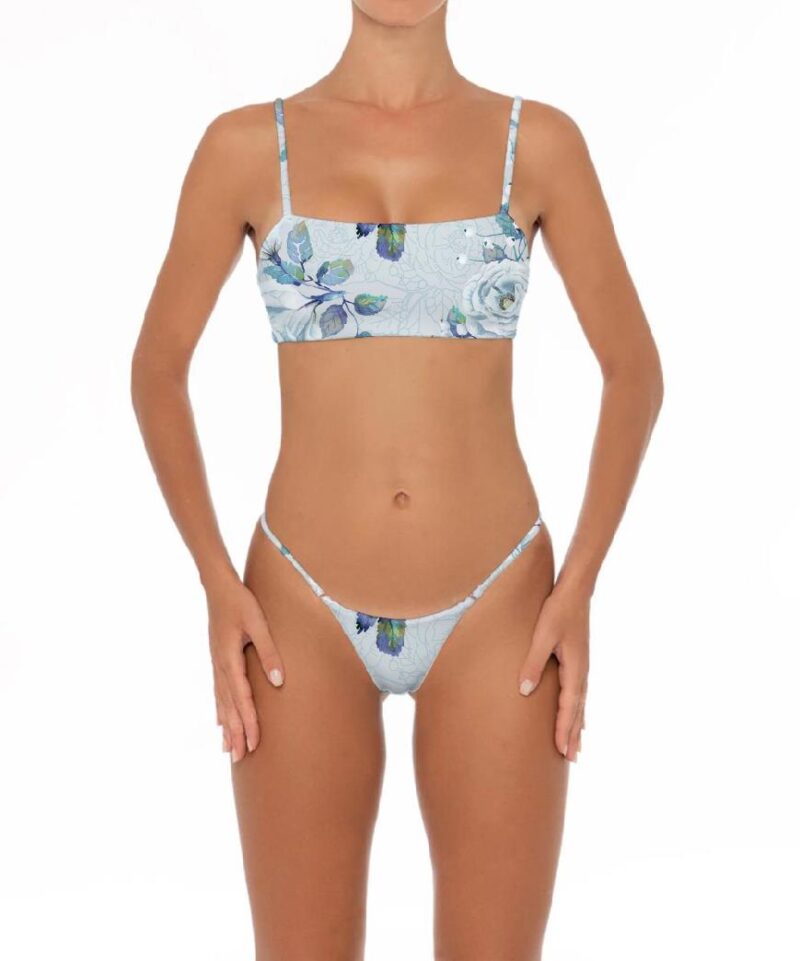 Gray Floral Two Piece Bikini Set