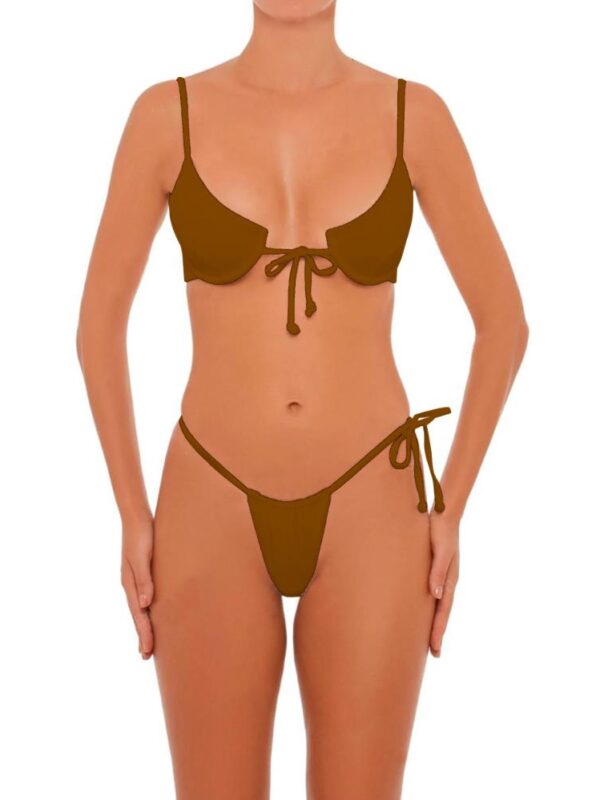 Bow Tie Brown Two Pieces Bikini Set