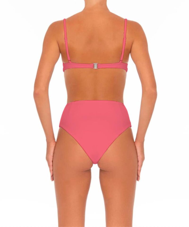 Womens Pink Bathing Suit Lace Up Bikini