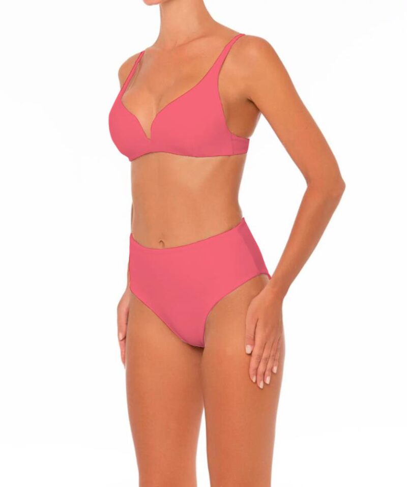 Womens Pink Bathing Suit Lace Up Bikini