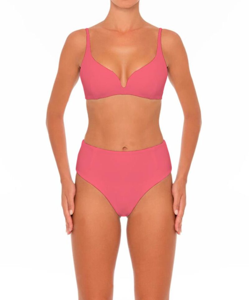 Womens Pink Bathing Suit Lace Up Bikini