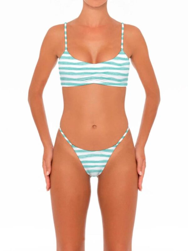 Stripe Womens Bathing Suit Lace Up Bikini