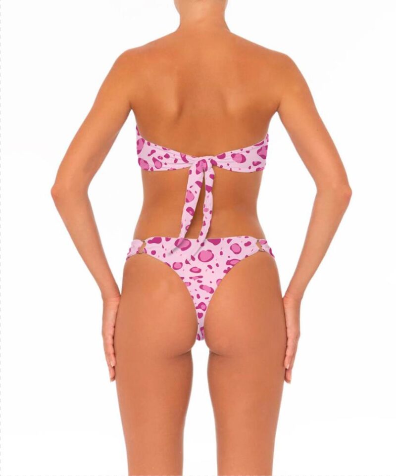 Pink Full Print Womens Ring Strapless Two Pieces