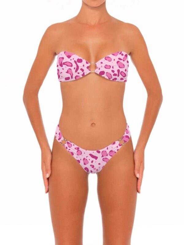 Pink Full Print Womens Ring Strapless Two Pieces