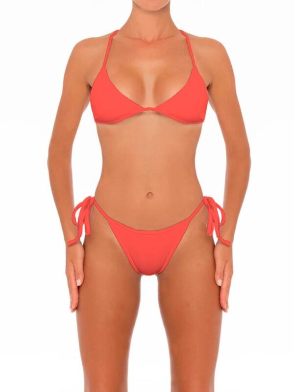 Pure Color Womens Lace Up Bikini