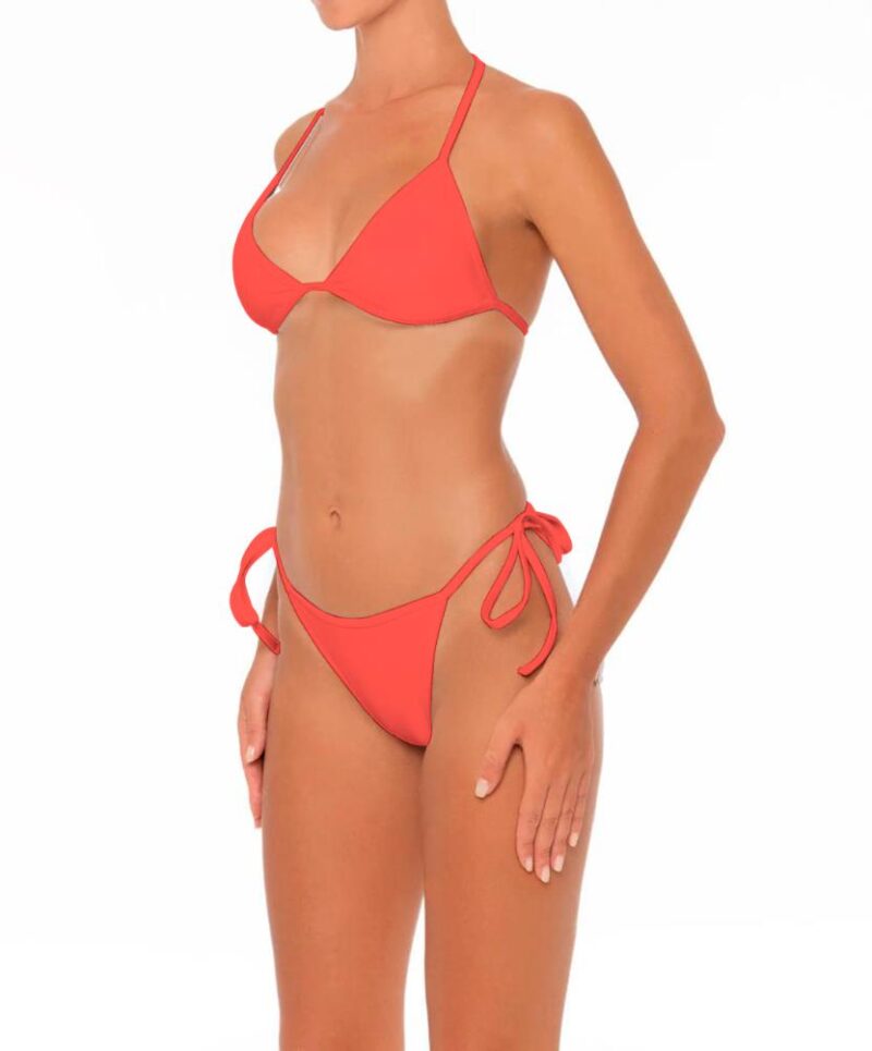 Pure Color Womens Lace Up Bikini