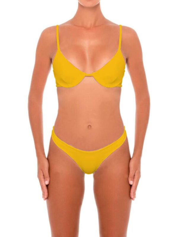 Yellow Womens Bathing Suit Lace Up Bikini