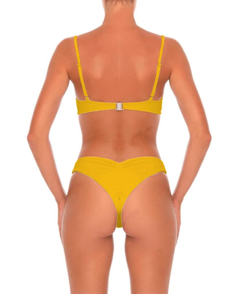 Yellow Womens Bathing Suit Lace Up Bikini