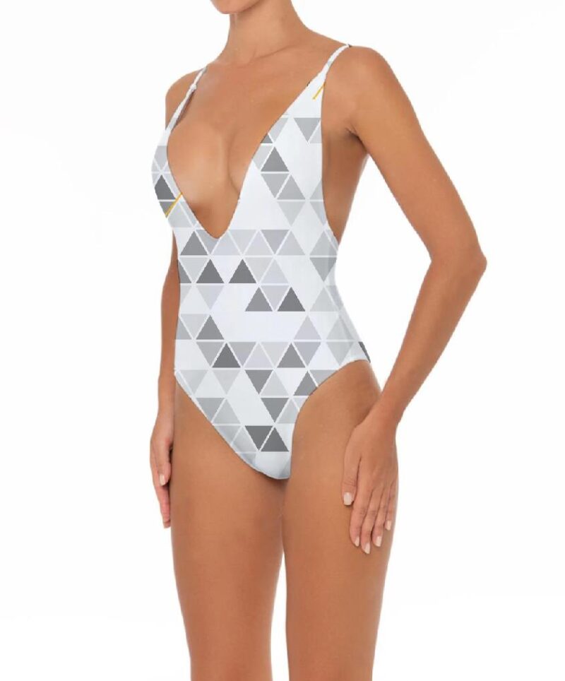 Full Printing One Piece Swimsuit For Women Sexy V Neck Beachwear