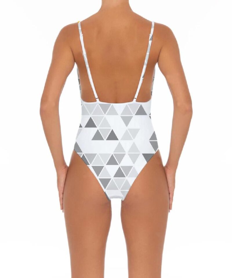 Full Print One Piece Swimsuit For Women Sexy V Neck Beachwear