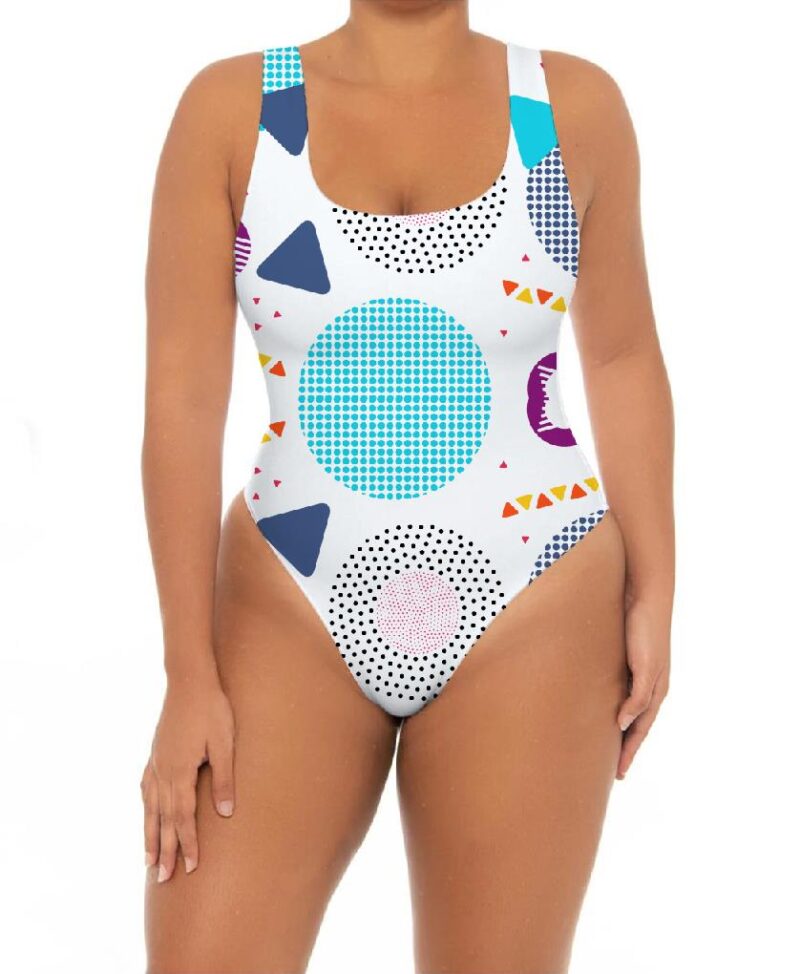 Plus Size One Piece Geometry Printing