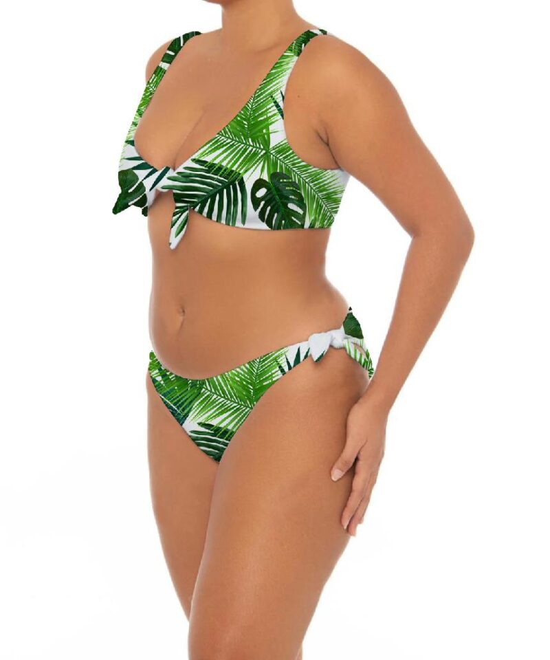 Plus Green Floral Print Bathing Suit