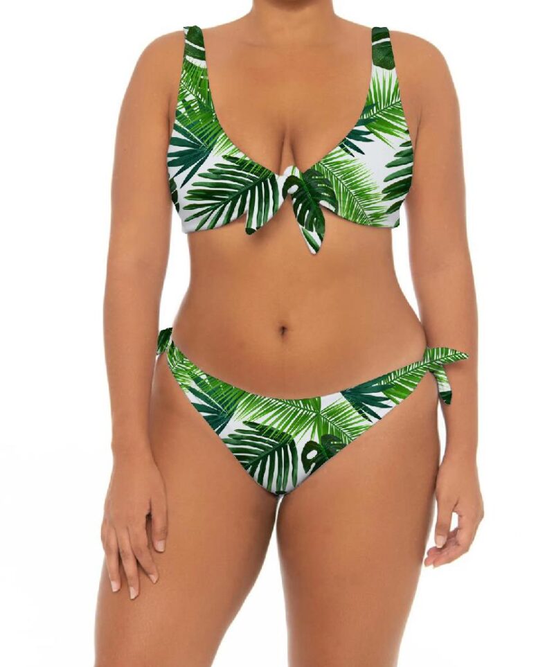 Plus Green Floral Print Bathing Suit