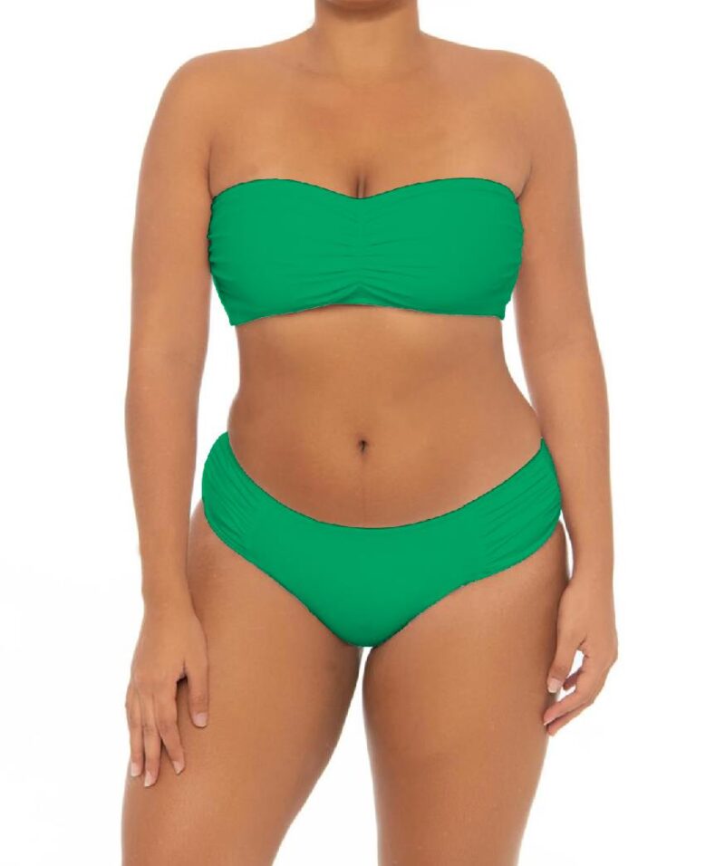 Plus Green Plain Strapless Sexy Bikini