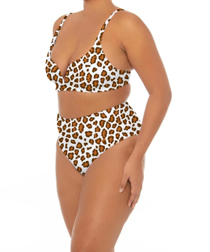 Plus Leopard Print Stretchy Two Pieces