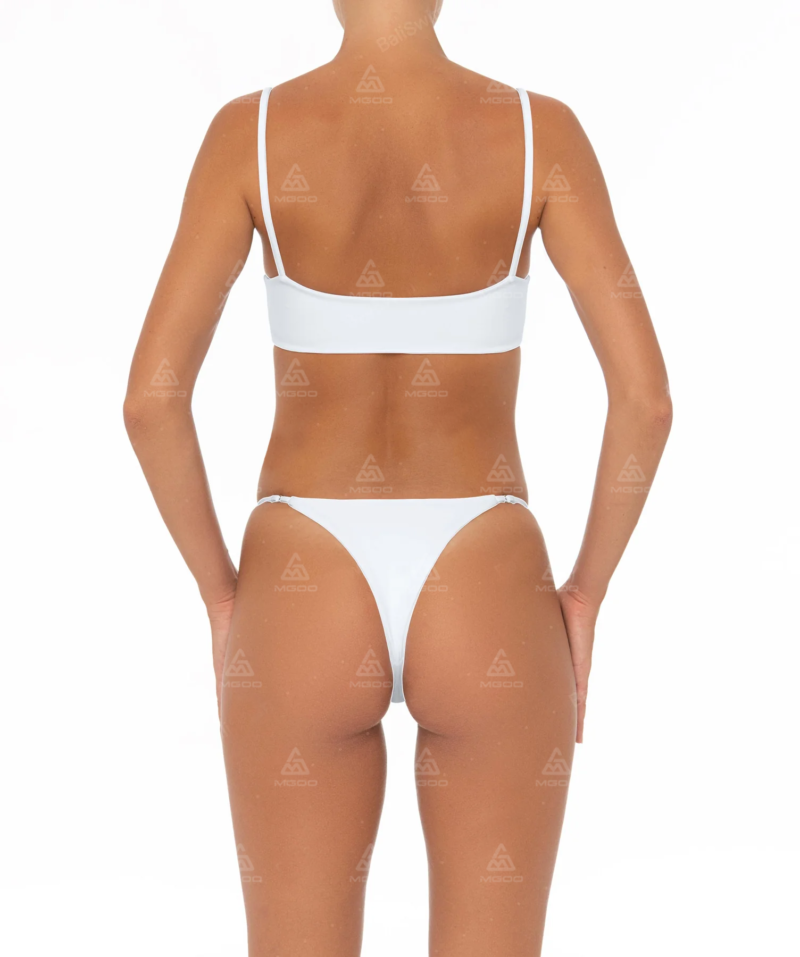 BKN01 Pure White Thin Halter Two-Piece Bikini Set 03