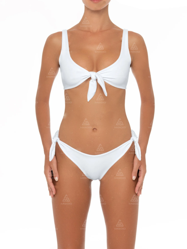 BKN02 Pure white bow tie two-piece bikini set 01