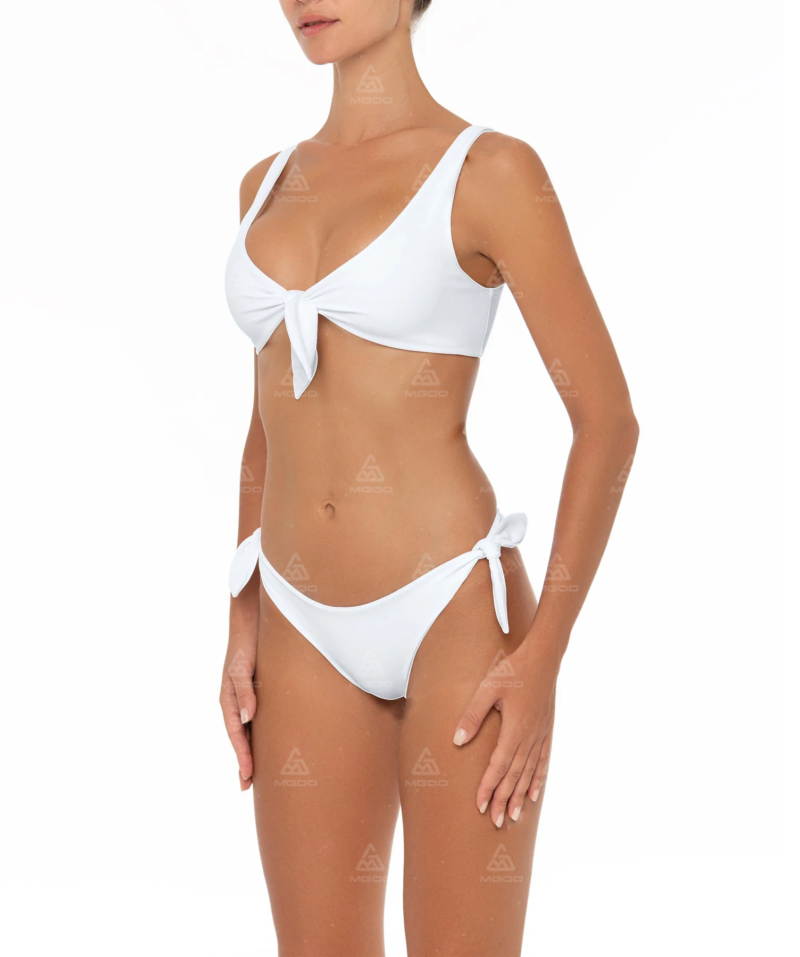 BKN02 Pure white bow tie two-piece bikini set 02