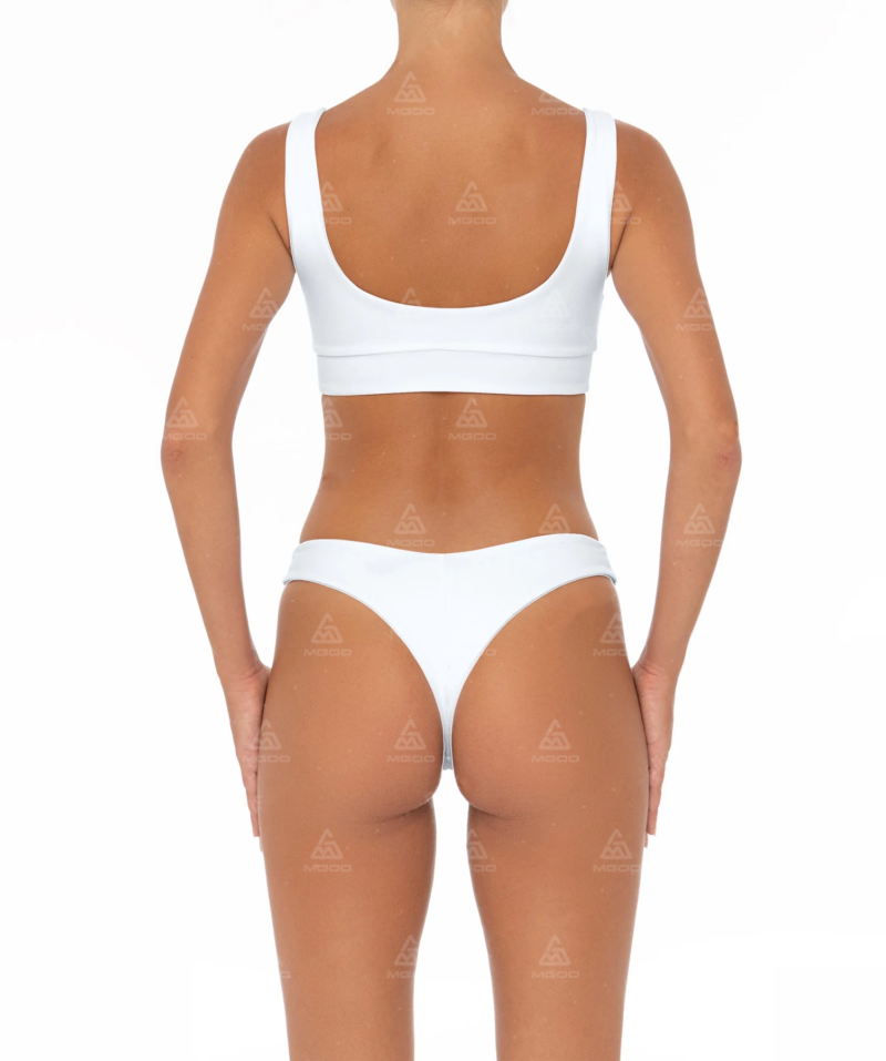 BKN05 Pure White With Thick Suspenders Two-Piece Bikini Set 03