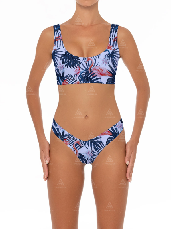 BKN05 Tantrum Print Thickened Suspenders Two-Piece Bikini Set 01