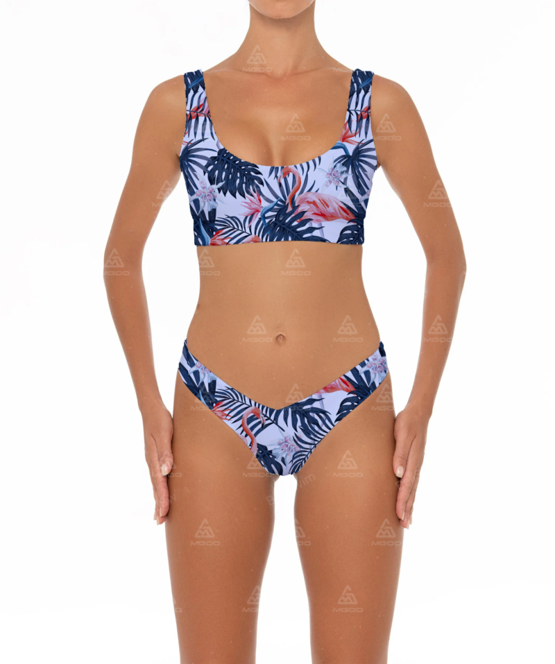 BKN05 Tantrum Print Thickened Suspenders Two-Piece Bikini Set 01