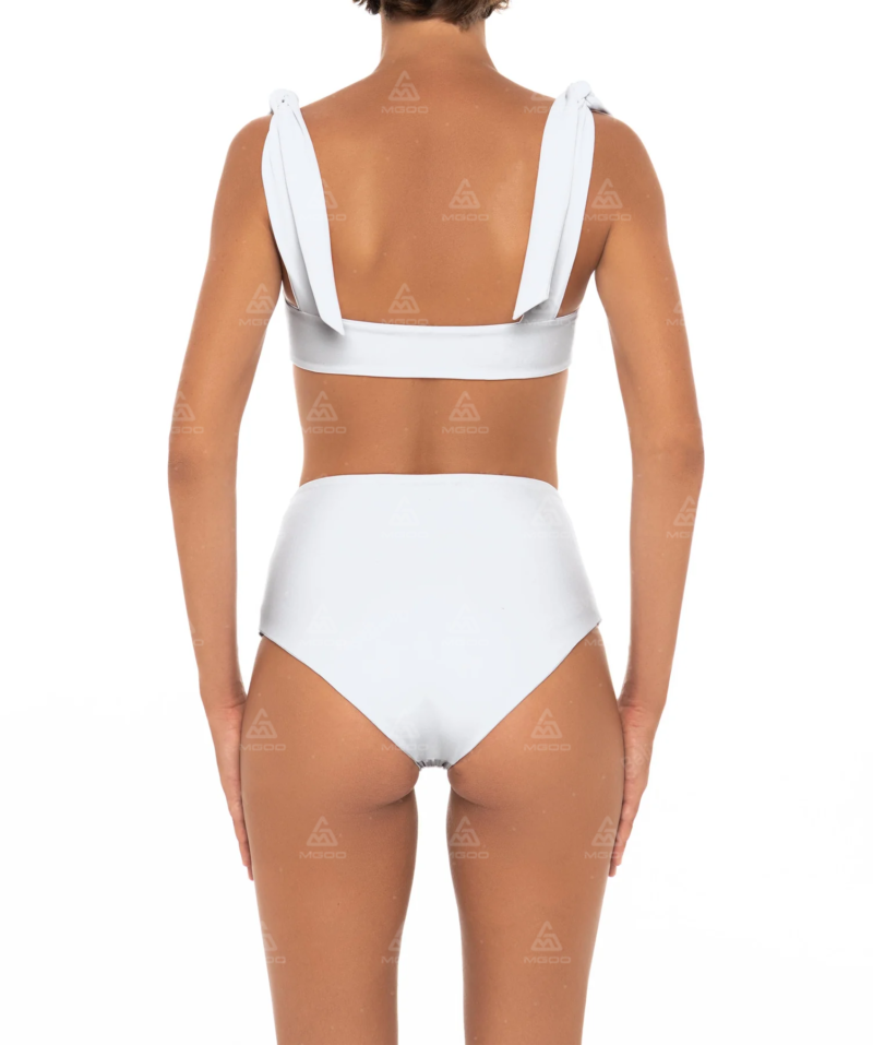 BKN07 Pure White Thick Rope Straps Two-Piece High-Waisted Bikini Set 03