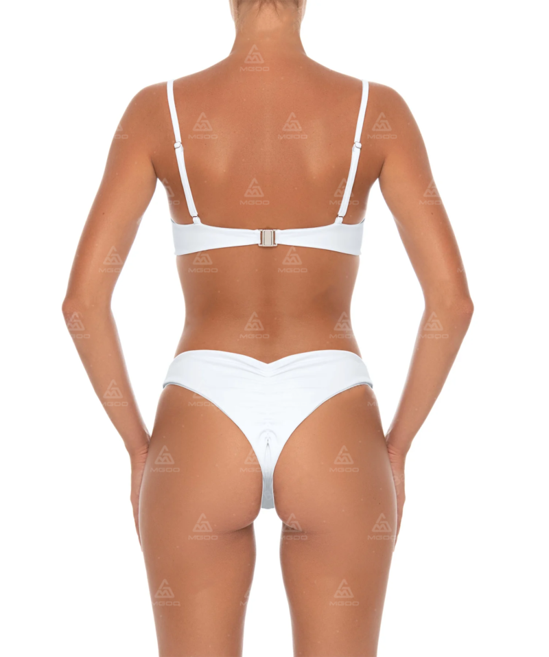 BKN08 Pure White Triangle Cup Two-Piece Bikini Set 03