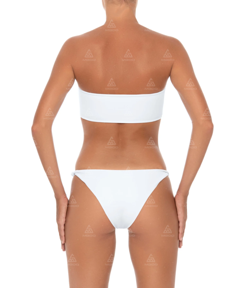 BKN09 Pure White Knotted Bralette Two-Piece Bikini Set 03