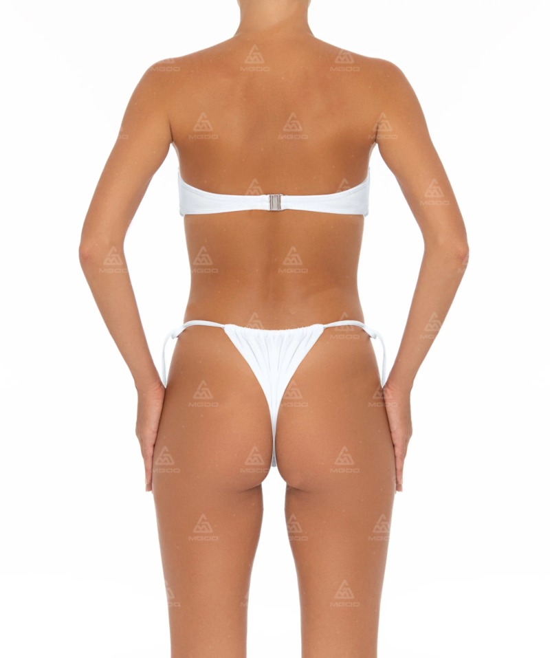 BKN10 Pure White Deep V Breasted Two-Piece Bikini Set 03