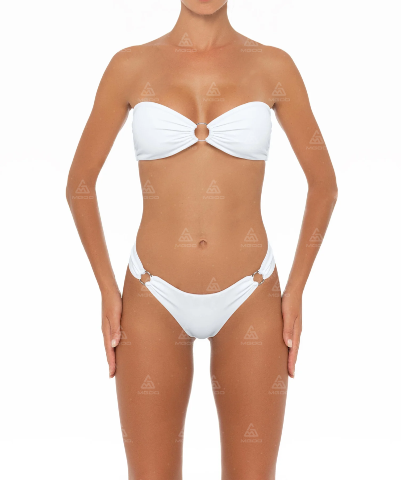 BKN11 Pure White Metal Ring Bralette Two-Piece Bikini Set 01BKN11 Pure White Metal Ring Bralette Two-Piece Bikini Set 01