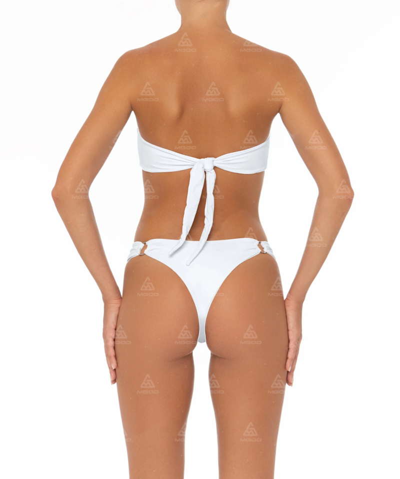 BKN11 Pure White Metal Ring Bralette Two-Piece Bikini Set 03