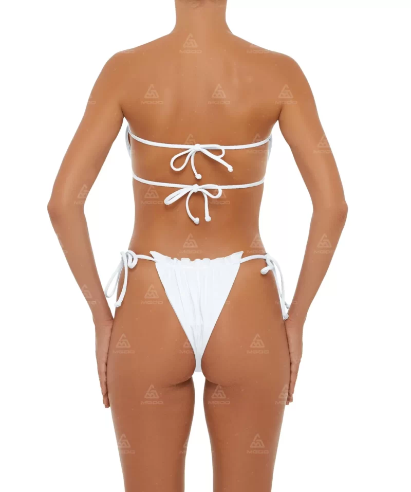 BKN14 Pure White Bubble Design Tight-Fitting Swimsuit Two-Piece Bikini Set 03