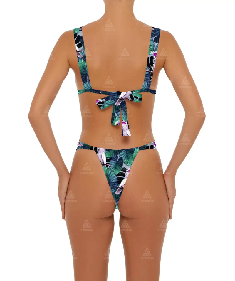 BKN15 Parrot print thick rope straps tight swimsuit two-piece bikini set 03