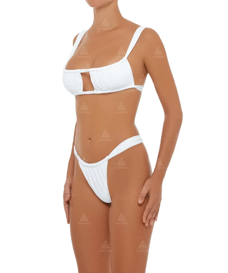 BKN15 Pure white thick rope straps tight swimsuit two-piece bikini set 02