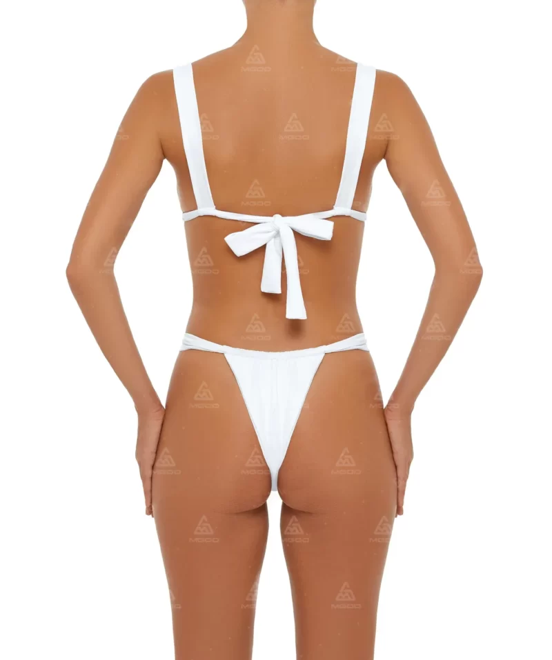 BKN15 Pure white thick rope straps tight swimsuit two-piece bikini set 03