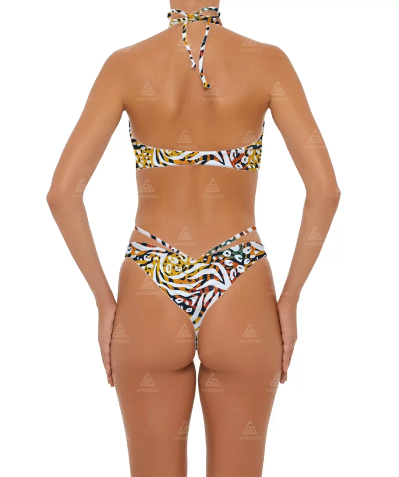 BKN16 Leopard print crossover long straps swimsuit two-piece bikini set 03