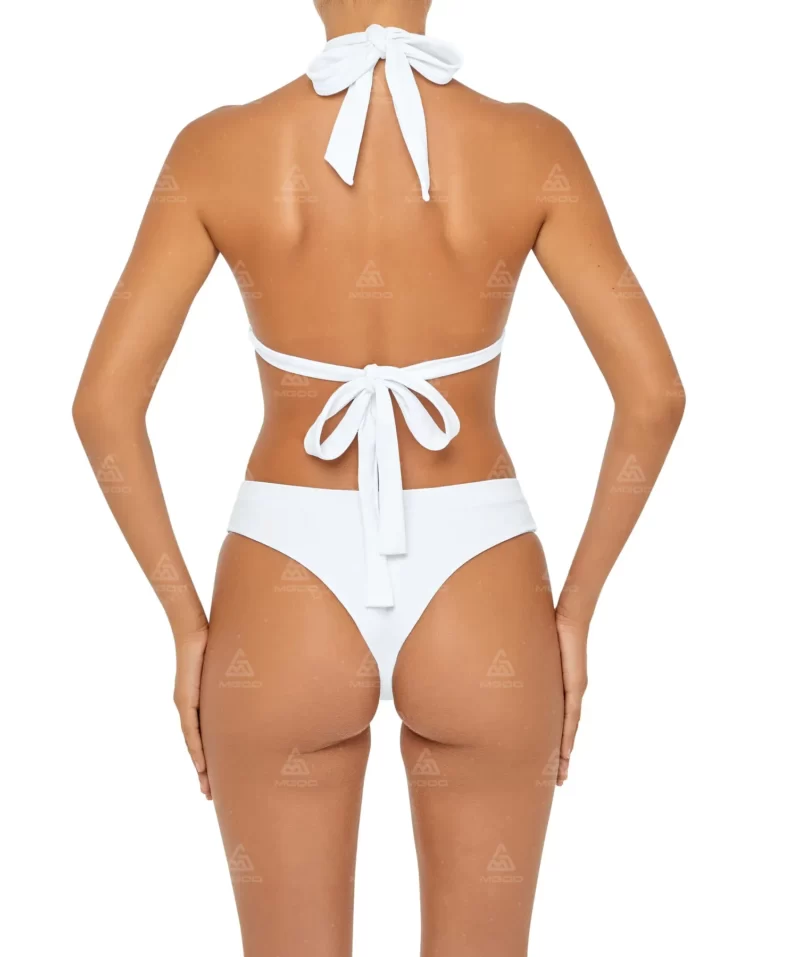 BKN18 Pure White Cross Hollow Sexy Swimsuit Two-Piece Short Bikini Set 03