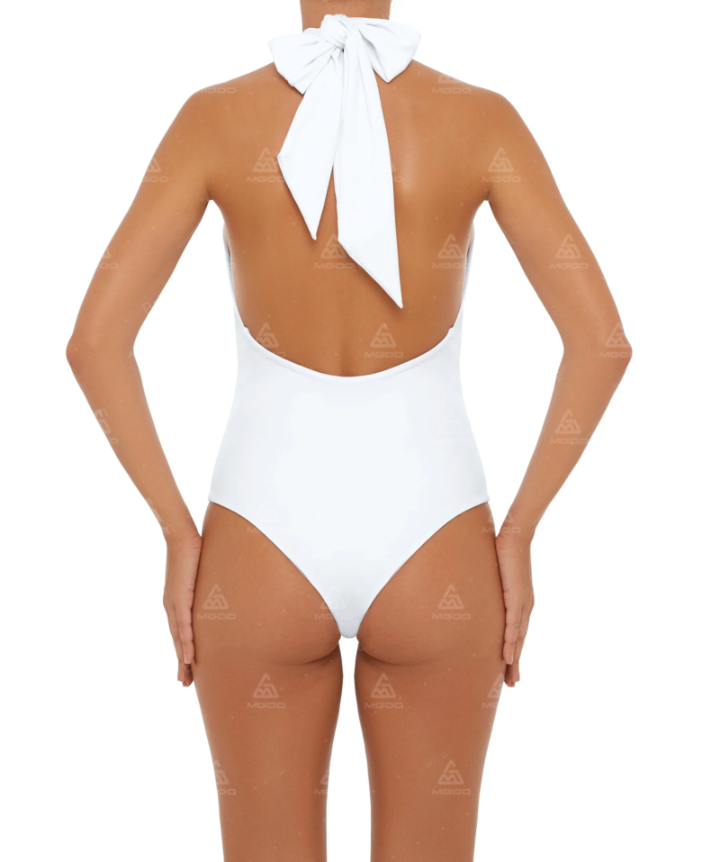 OPS011 Hanging Neck Strap Bow Sexy Backless One-Piece Bikini 03