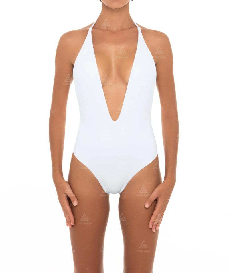 OPS04 Hanging Neck Halter Deep V Sexy Backless One-Piece Bikini 01