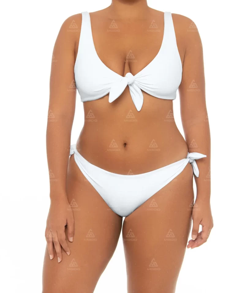 PLUS01 Thickened Double Straps Bow Design U-Shaped Backless Plus Size Swimsuit 01