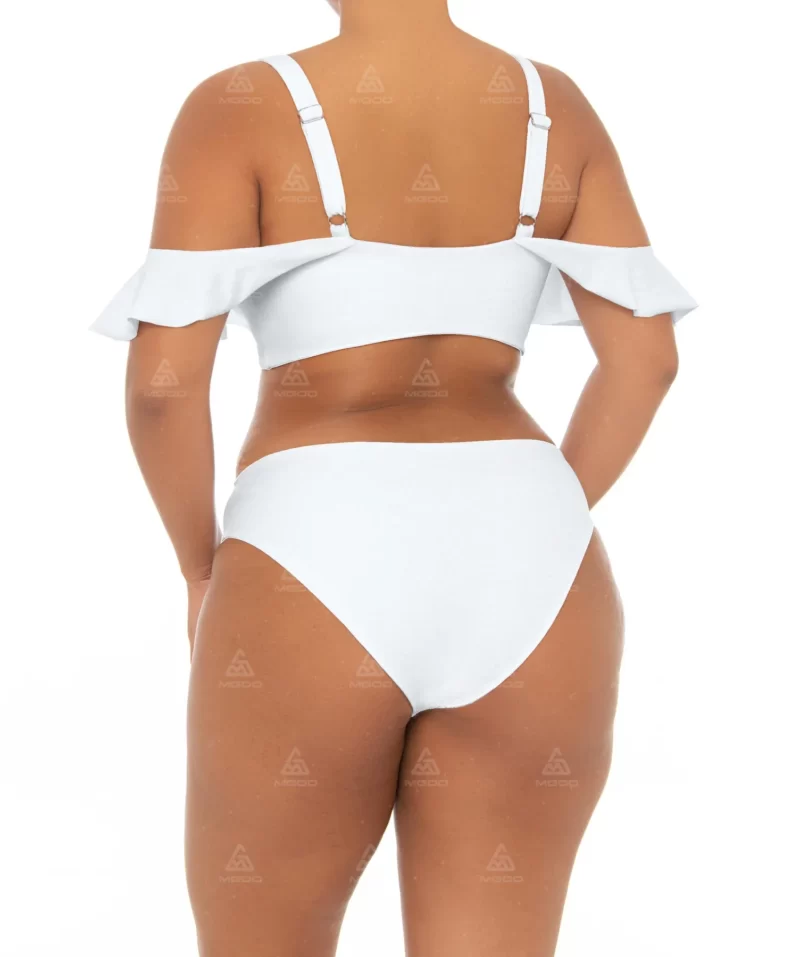 PLUS02 Double Straps Ruffle Design V-Neck Plus Size Swimsuit 03