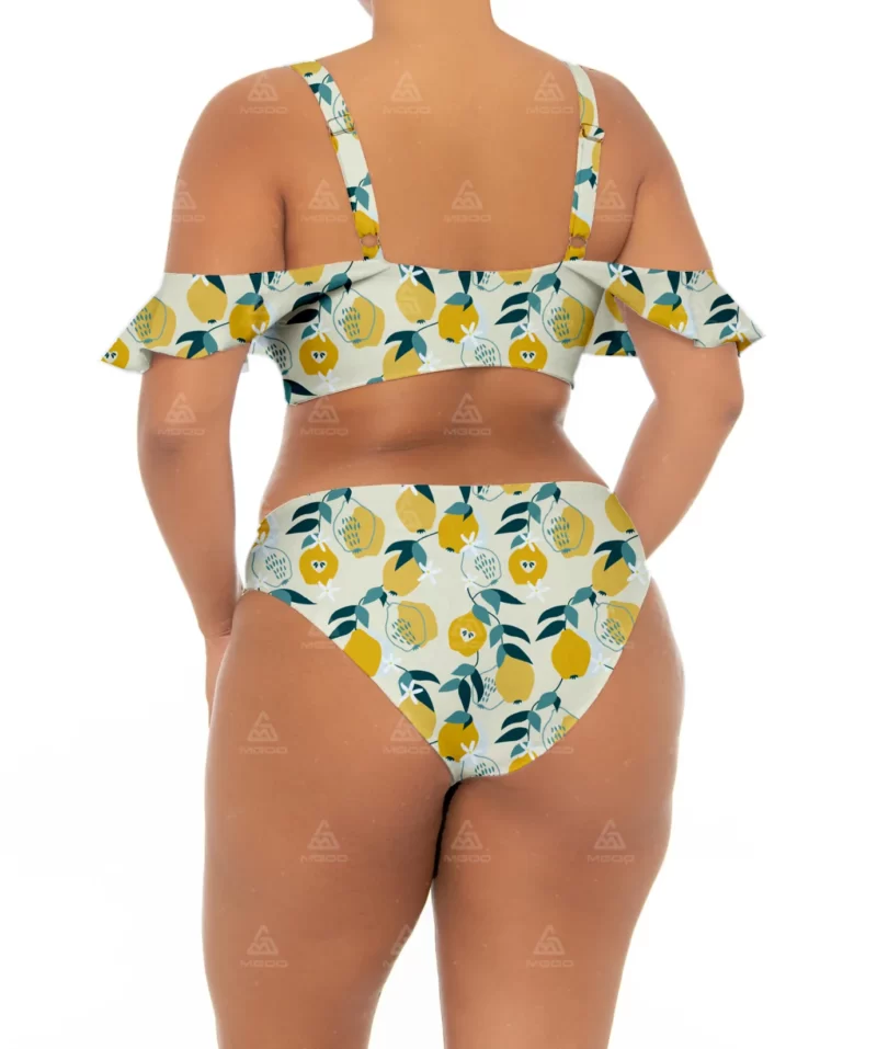 PLUS02 Double Straps Ruffle Design V-Neck Plus Size Swimsuit 06