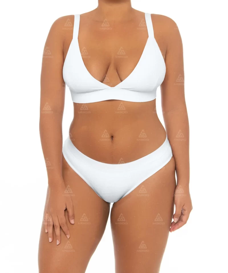 PLUS03 Double Straps Deep V Sexy Metal Buckle Plus Size Swimsuit 01