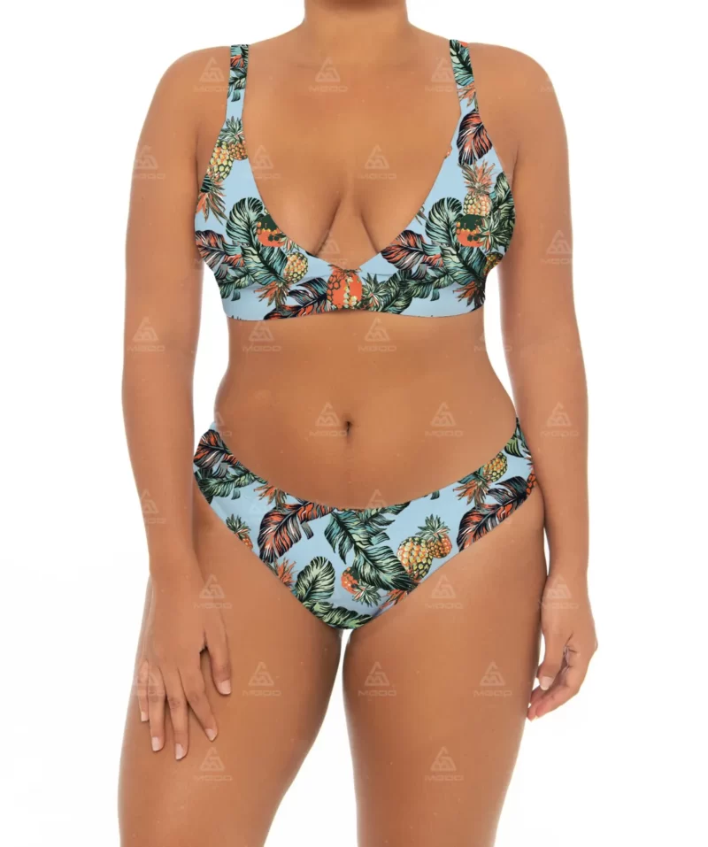 PLUS03 Double Straps Deep V Sexy Metal Buckle Plus Size Swimsuit 04