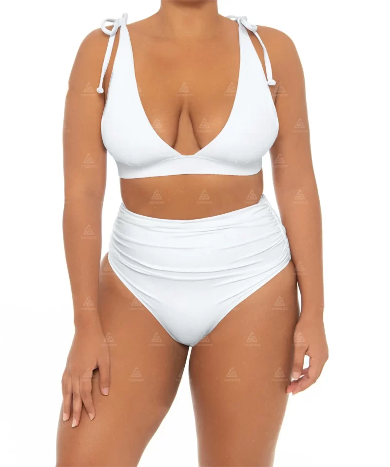 PLUS05 Double Straps Straps Deep V Sexy High Waist Plus Size Swimsuit 01