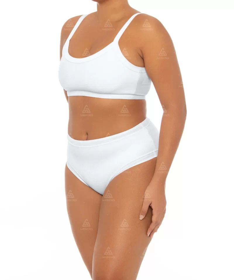 PLUS06 Double Straps Simple High Waist Plus Size Swimsuit 02