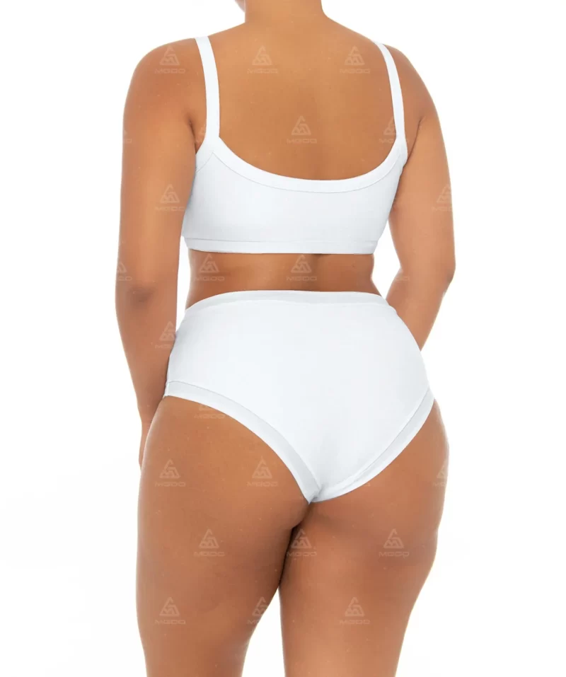 PLUS06 Double Straps Simple High Waist Plus Size Swimsuit 03