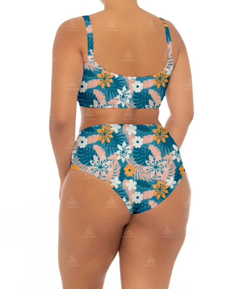 PLUS06 Double Straps Simple High Waist Plus Size Swimsuit 06